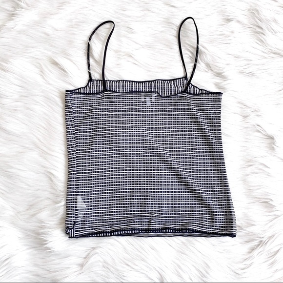 Armani Collezioni Sheer Blue White Striped Tank - Picture 2 of 8